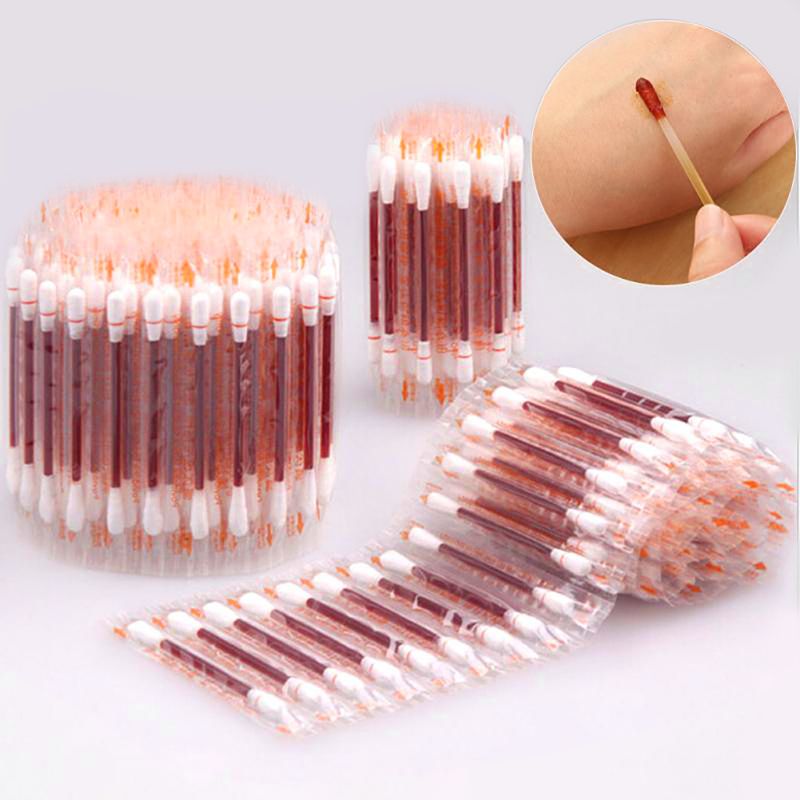 50pcs Disposable Medical Iodine Cotton Stick Iodine Disinfected Cotton Swab Climbing Aid First Aid Safety & Survival Supplies